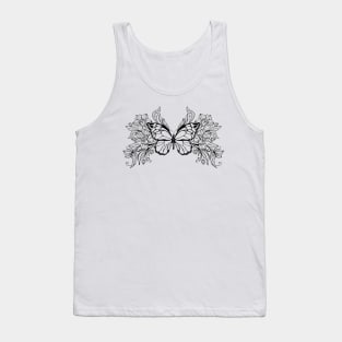 Contoured butterfly with contoured orchids Tank Top